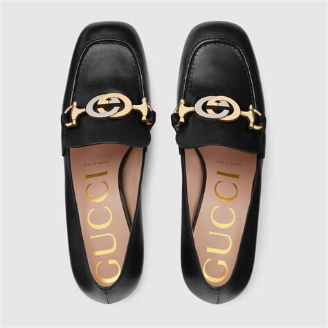 gucci zumi leather mid-heel loafer|gucci high heel loafers.